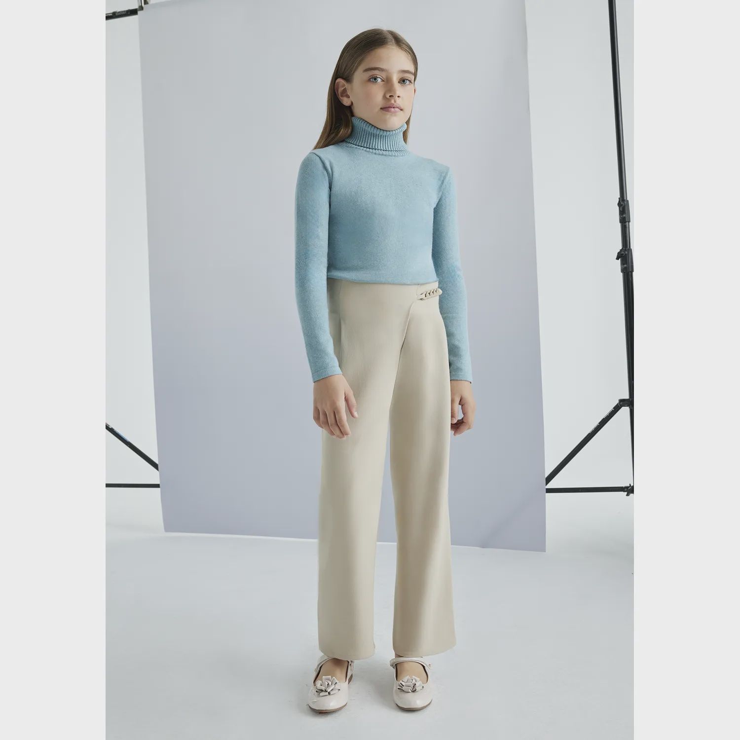 TAUPE PANT WIDE LEG ADJUSTABLE WAIST / 7543-073