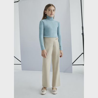 TAUPE PANT WIDE LEG ADJUSTABLE WAIST / 7543-073