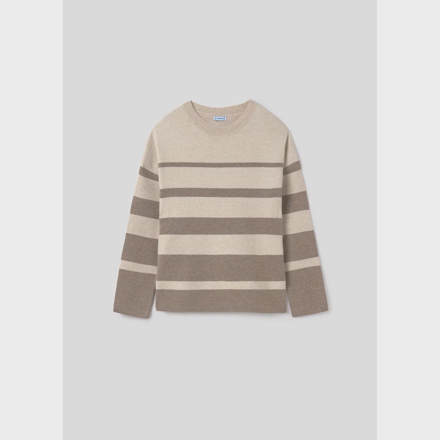 STRIPED TAUPE & BROWN SWEATER LONG SLEEVE CREWNECK / 7311-029