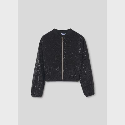 BLACK SEQUIN JACKET ZIP CLOSURE / 7474-057