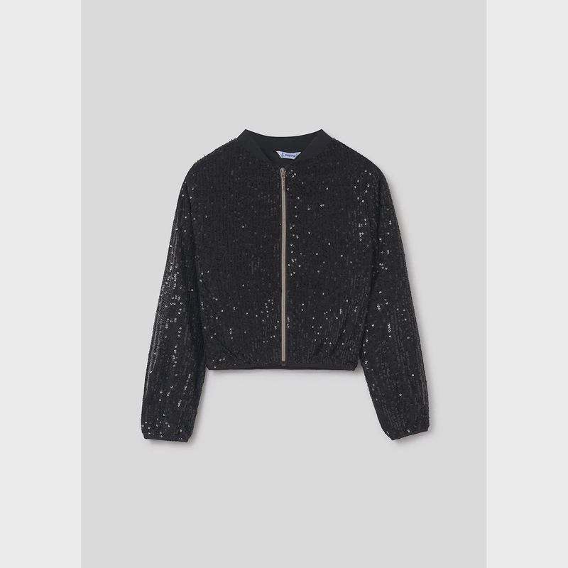 BLACK SEQUIN JACKET ZIP CLOSURE / 7474-057