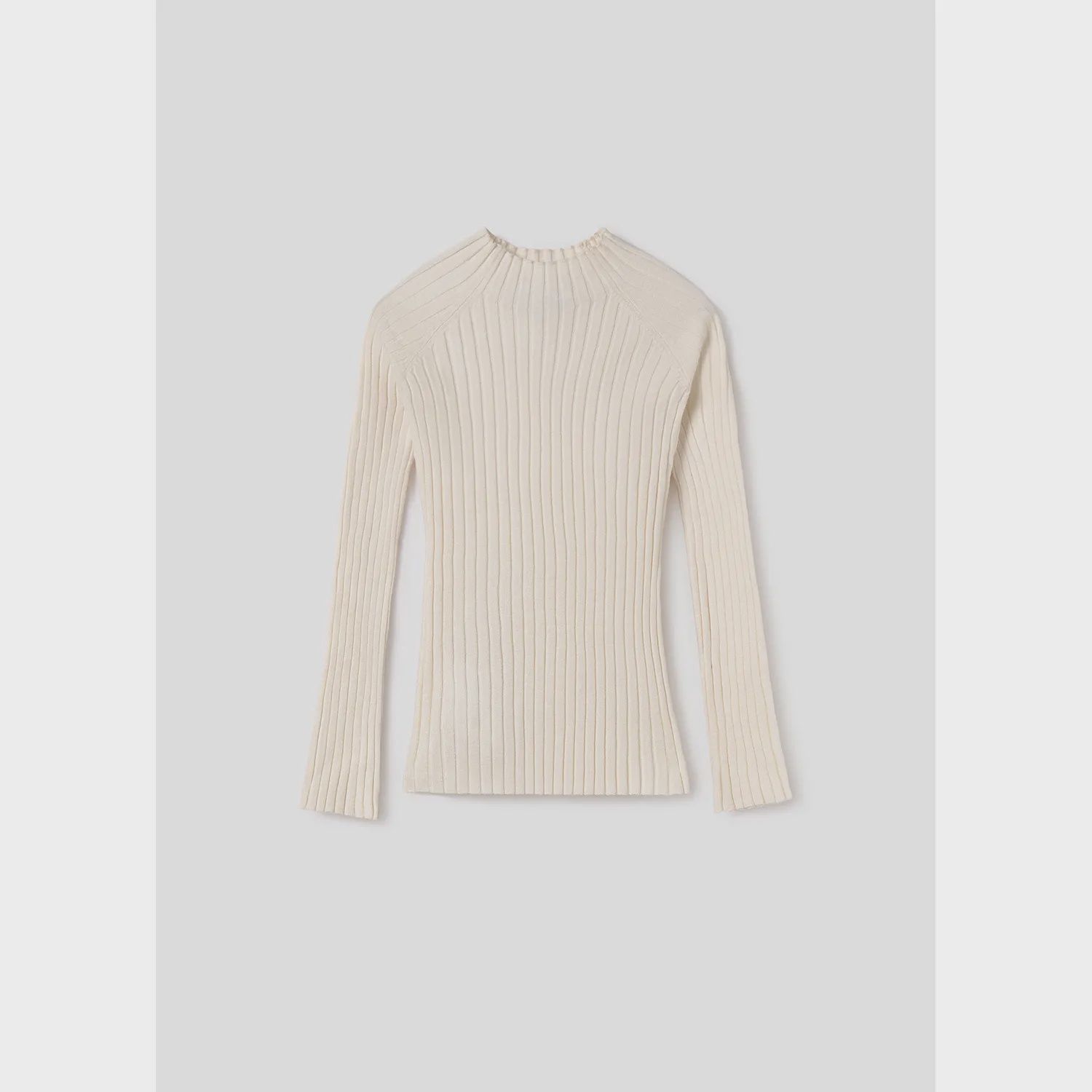 CREAM MOCKNECK SWEATER KNIT RIBBED LONG SLEEVE / 7001-53