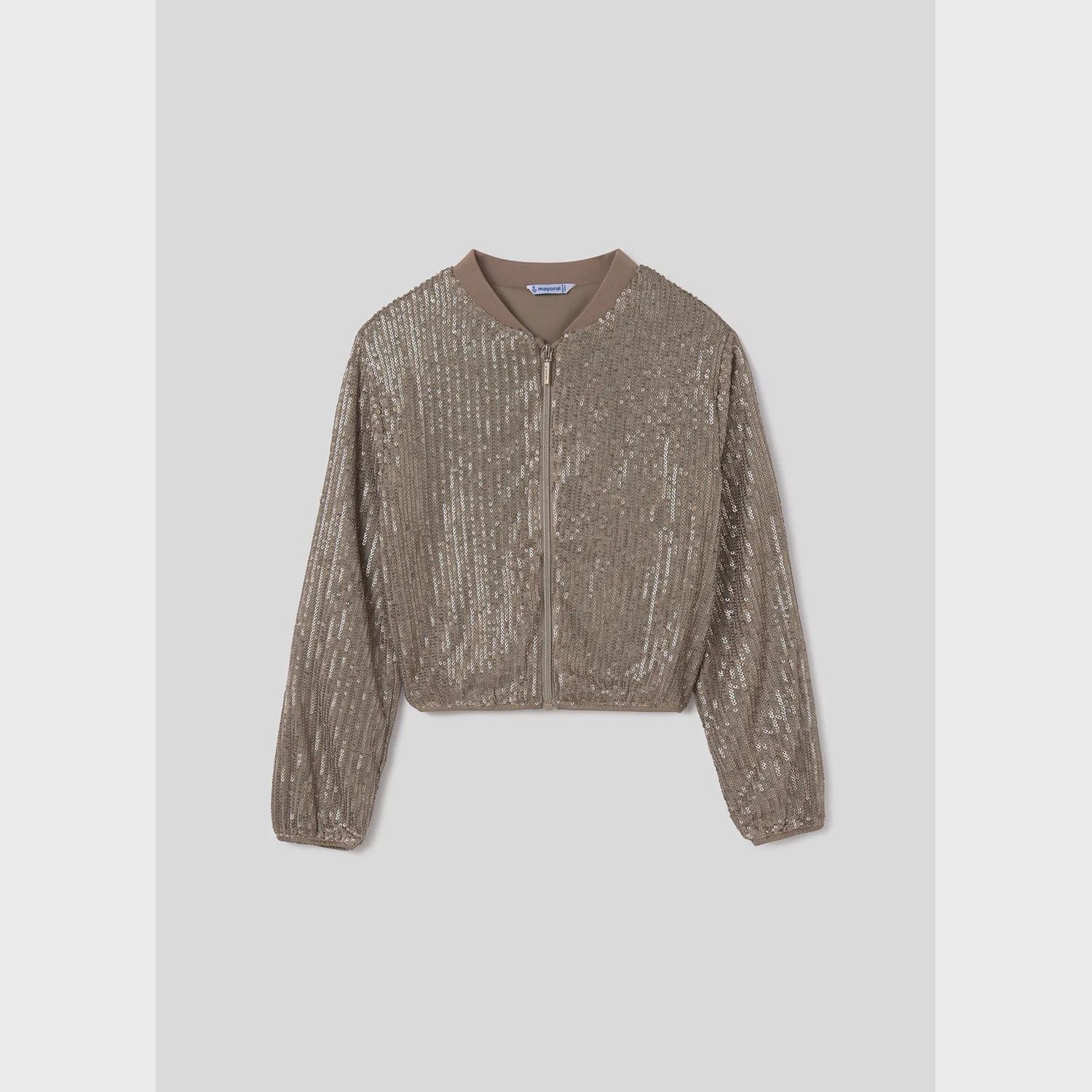 TAUPE SEQUIN JACKET ZIP CLOSURE / 7474-056