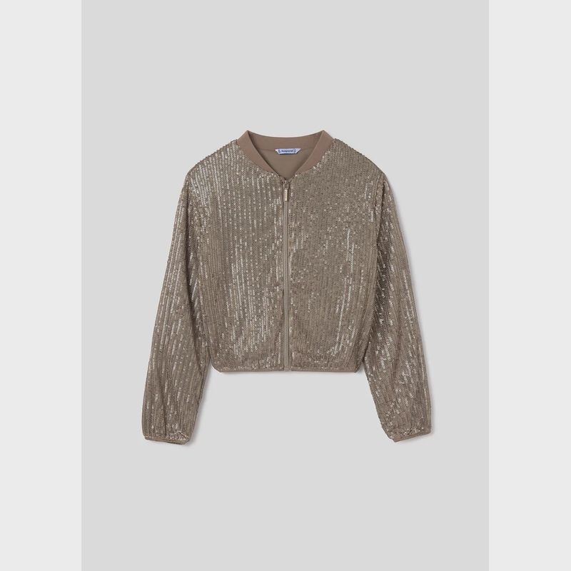 TAUPE SEQUIN JACKET ZIP CLOSURE / 7474-056