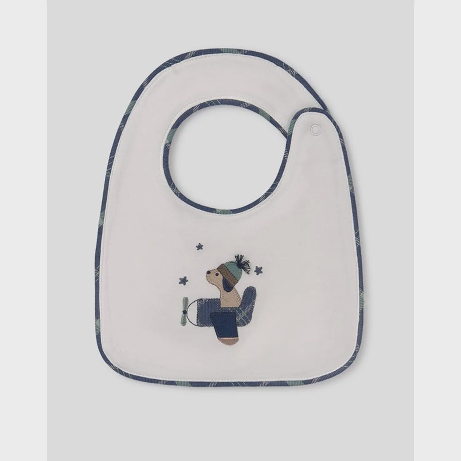 BIB WHITE PLAIOD AIRPLANE APPLIQUE / 9483-053