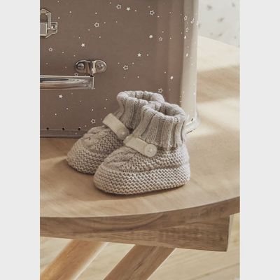LIGHT BROWN KNIT BOOTIES / 9798-089