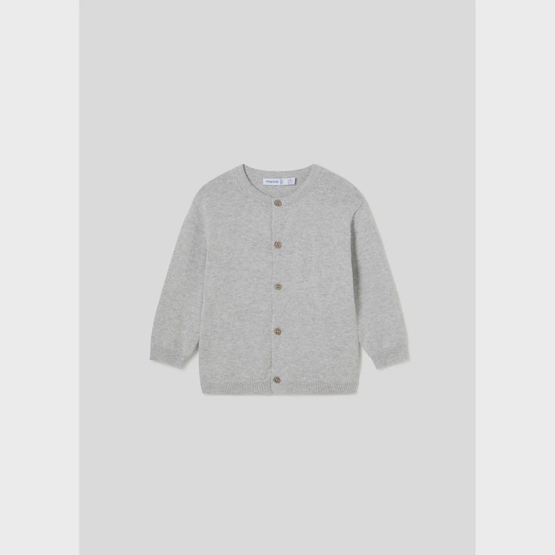 GREY CARDIGAN FINE KNIT BUTTON CLOSURE / 2320-061