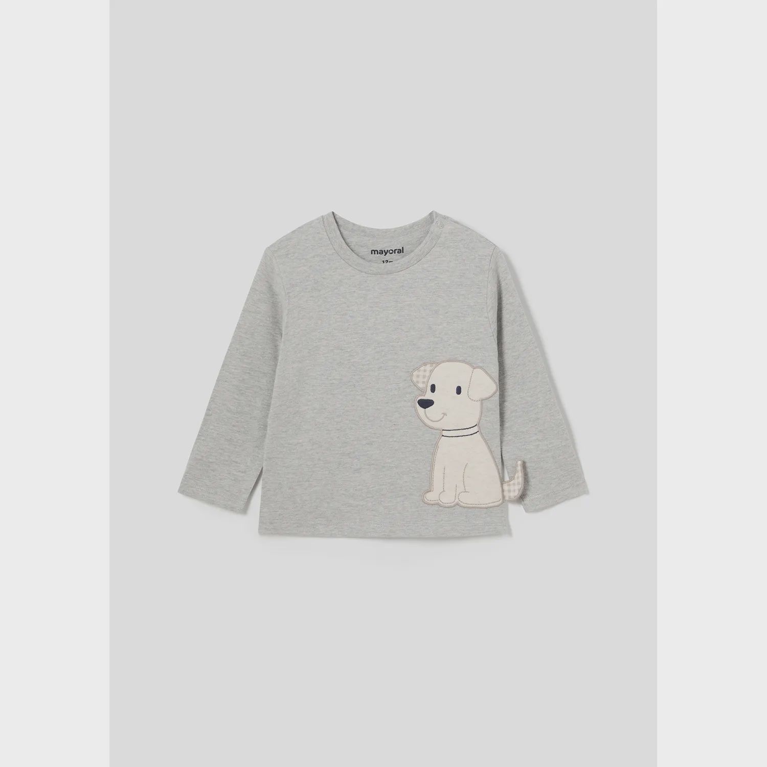 GREY TSHIRT PUPPY APPLIQUE LONG SLEEVE / 2043-022