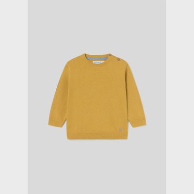 YELLOW KNIT SWEATER LONG SLEEVE COTTON BASIC / 309-010