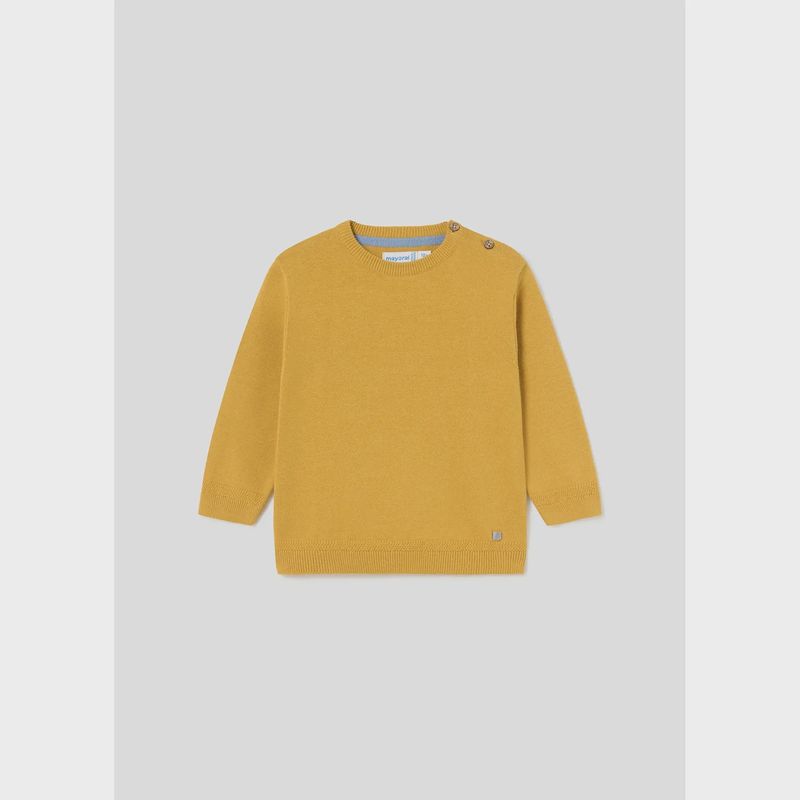 YELLOW KNIT SWEATER LONG SLEEVE COTTON BASIC / 309-010