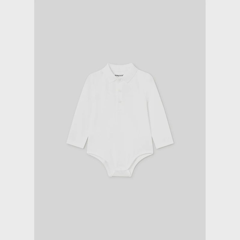 WHITE POLO BODYSUIT LONG SLEEVE / 2183-042