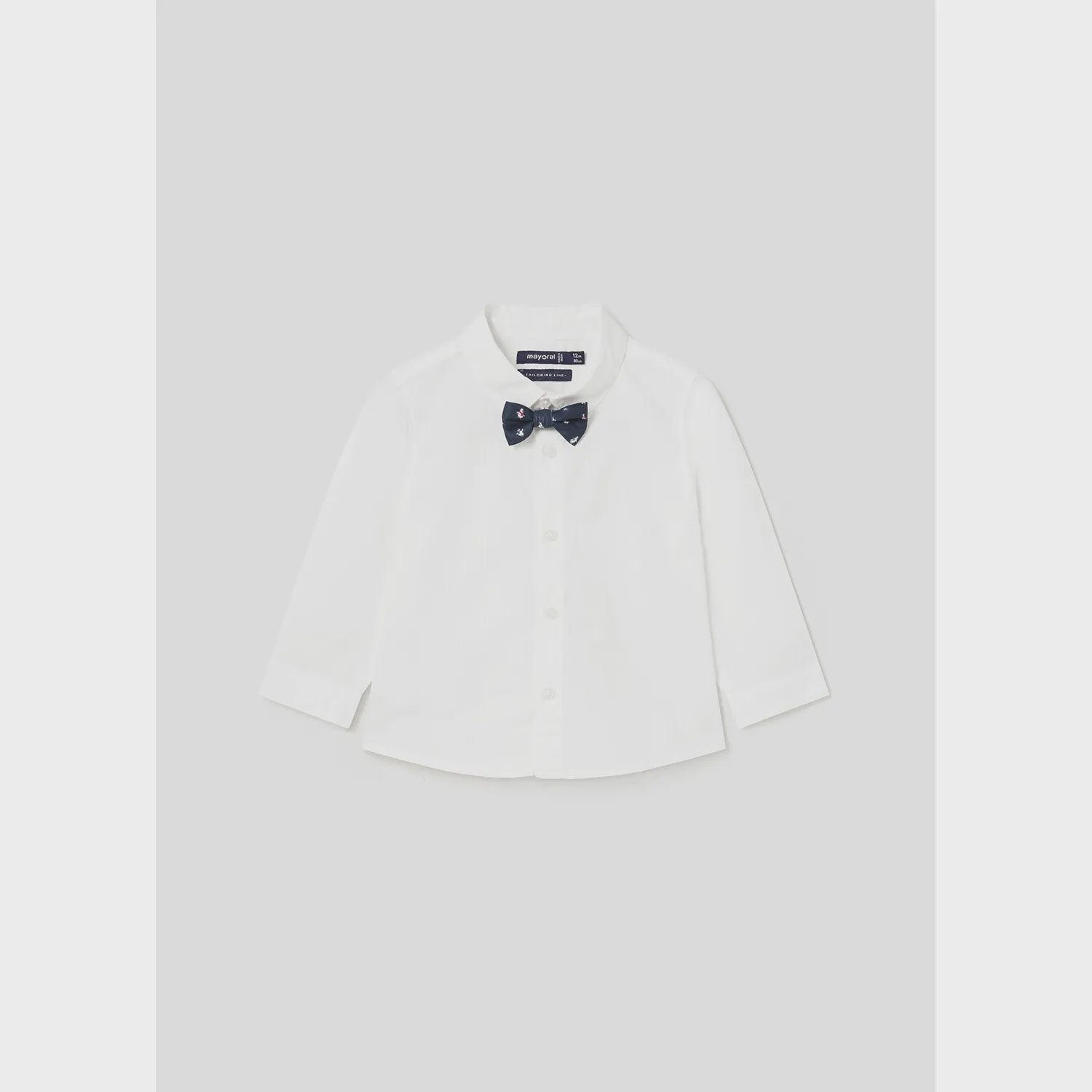 WHITE DRESSY SHIRT NAVY BOWTIE LONG SLEEVE / 2189-052