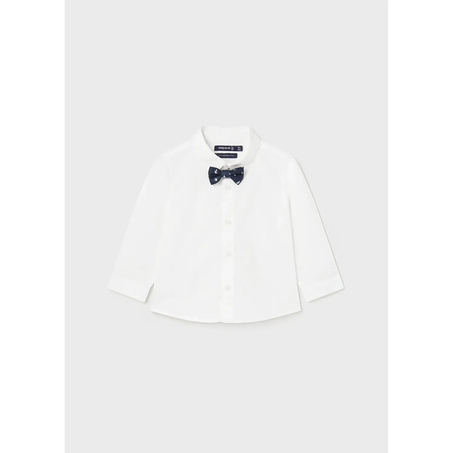 WHITE DRESSY SHIRT NAVY BOWTIE LONG SLEEVE / 2189-052