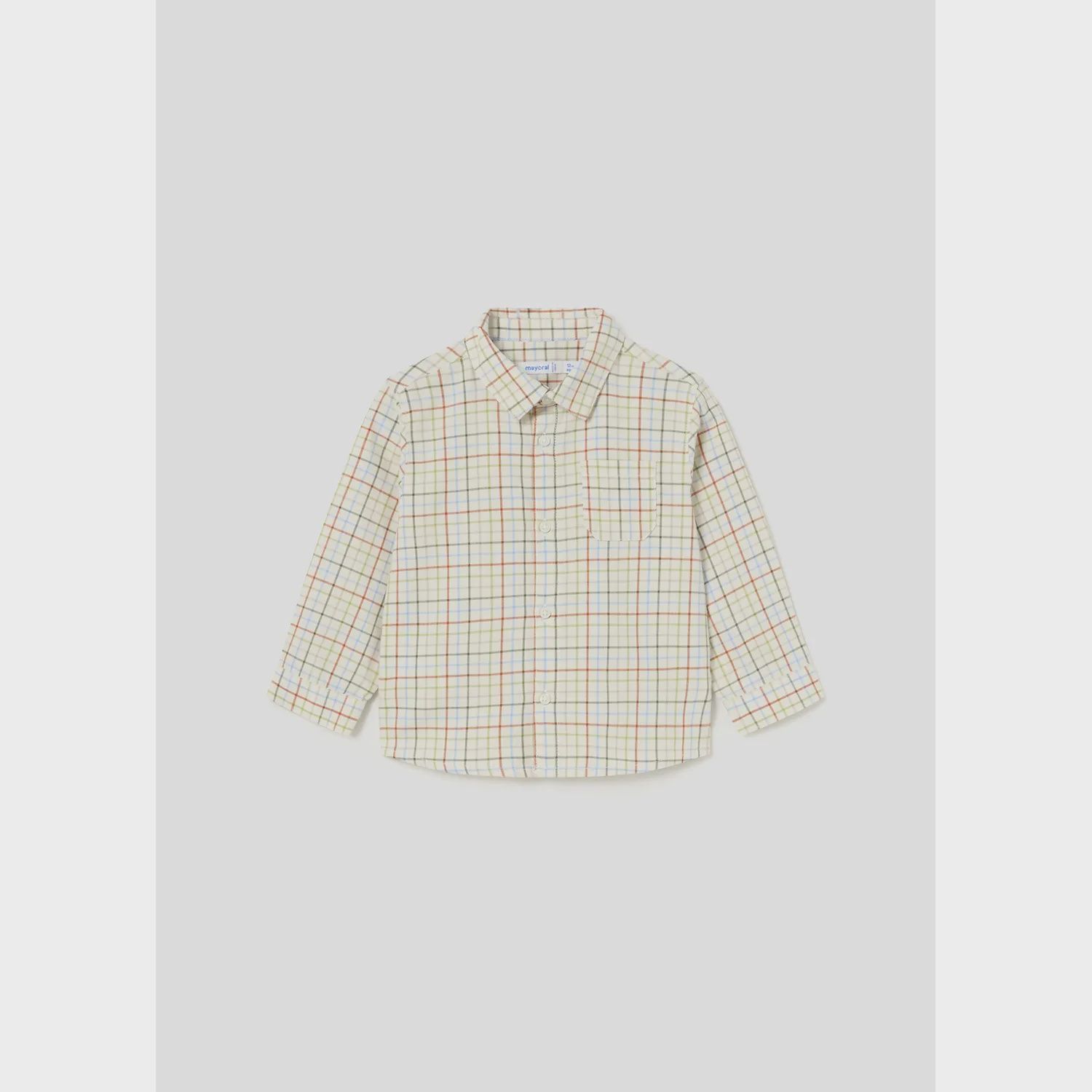 MULTI COLORED CHECK SHIRT LONG SLEEVE CRAM GREEN BLUE RED / 2191-067
