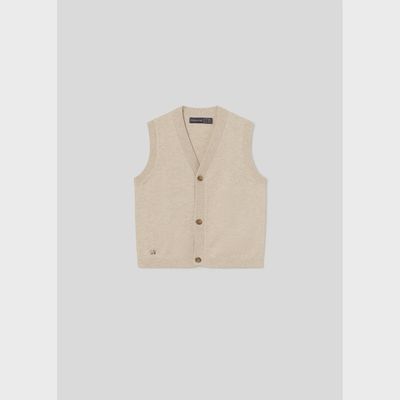 BEIGE KNIT VEST 3 BUTTONS CLOSURE / 2316-051