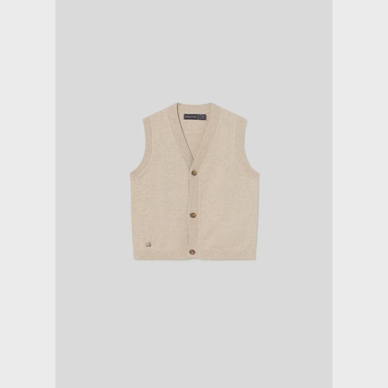 BEIGE KNIT VEST 3 BUTTONS CLOSURE / 2316-051