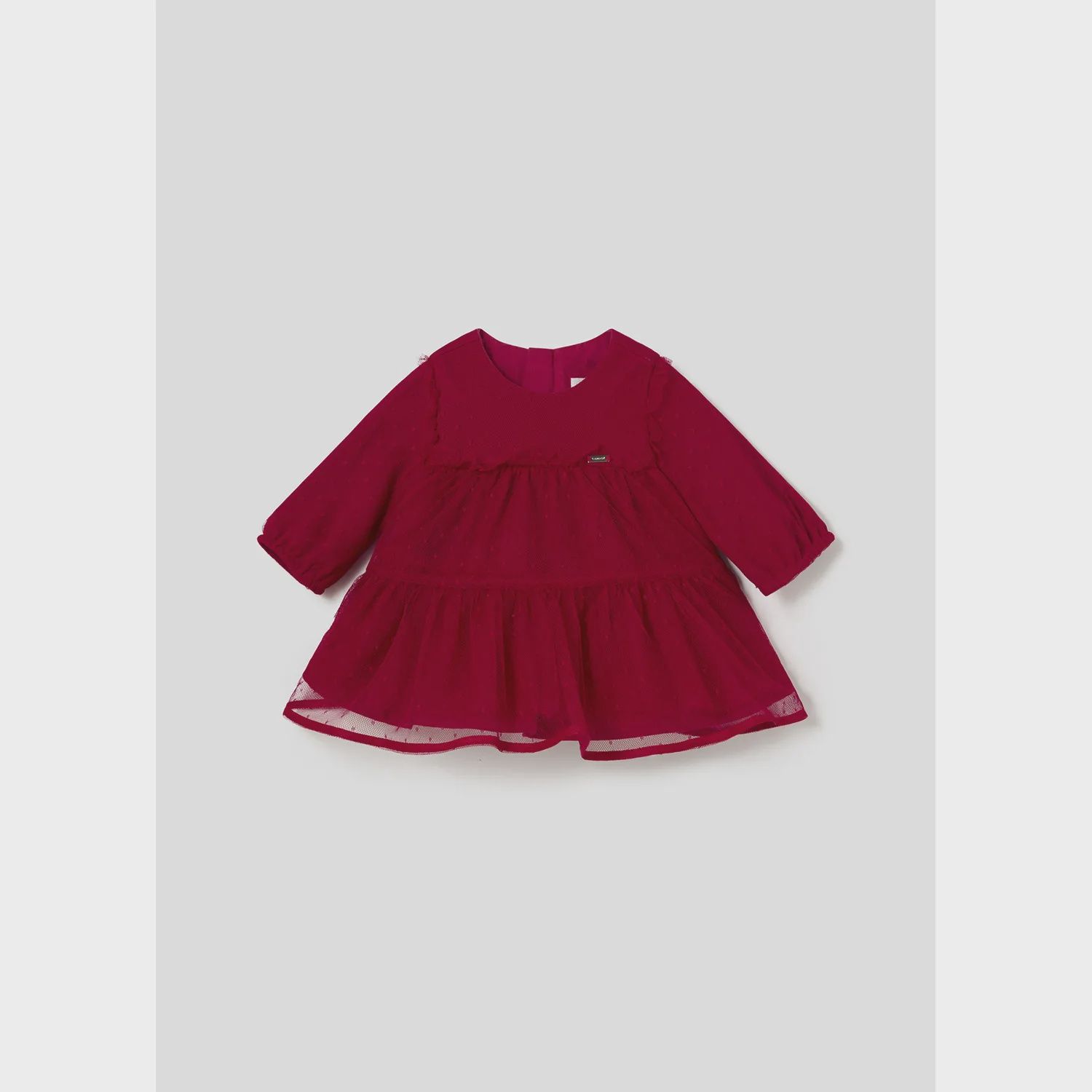 RED TULLE DRESS DOT PRINT LONG SLEEVE / 2805-077