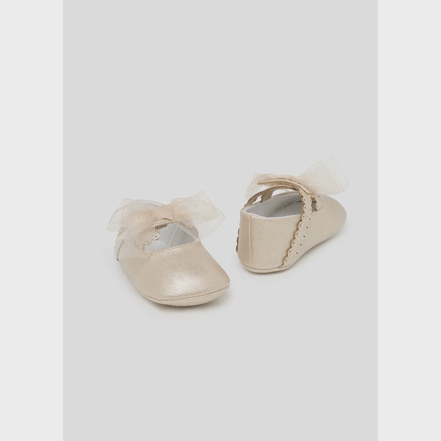 GOLD MARY JANE SHOE ORGANZA BOW TRIM / 9791-074