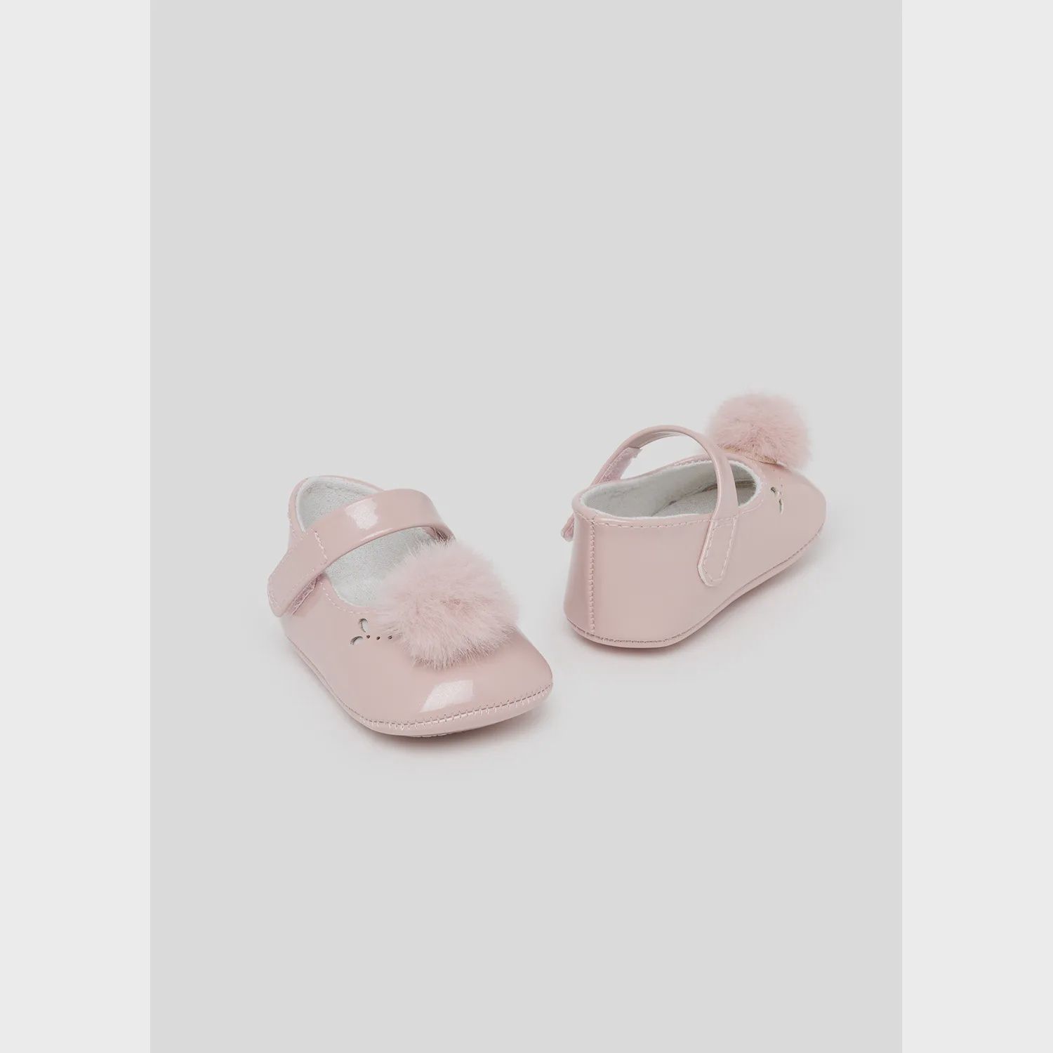 PINK PATTEN MARY JANE SHOE TULLE FLOWER TRIM / 9792-081