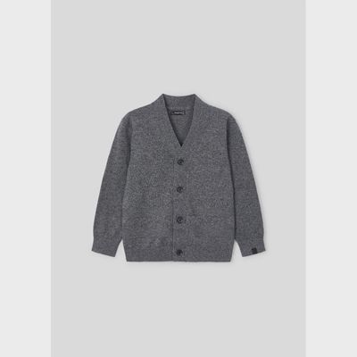 GREY KNIT CARDIGAN VNECK / 4348-033