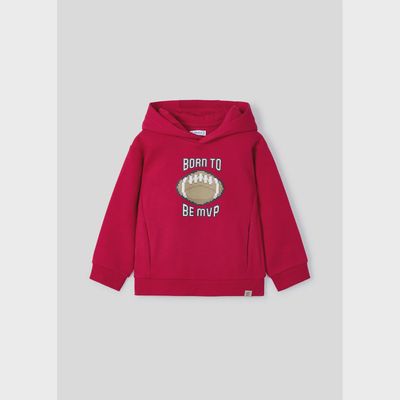 RED HOODED SWEATTOP SOCCER BALL PRINT / 4451-026