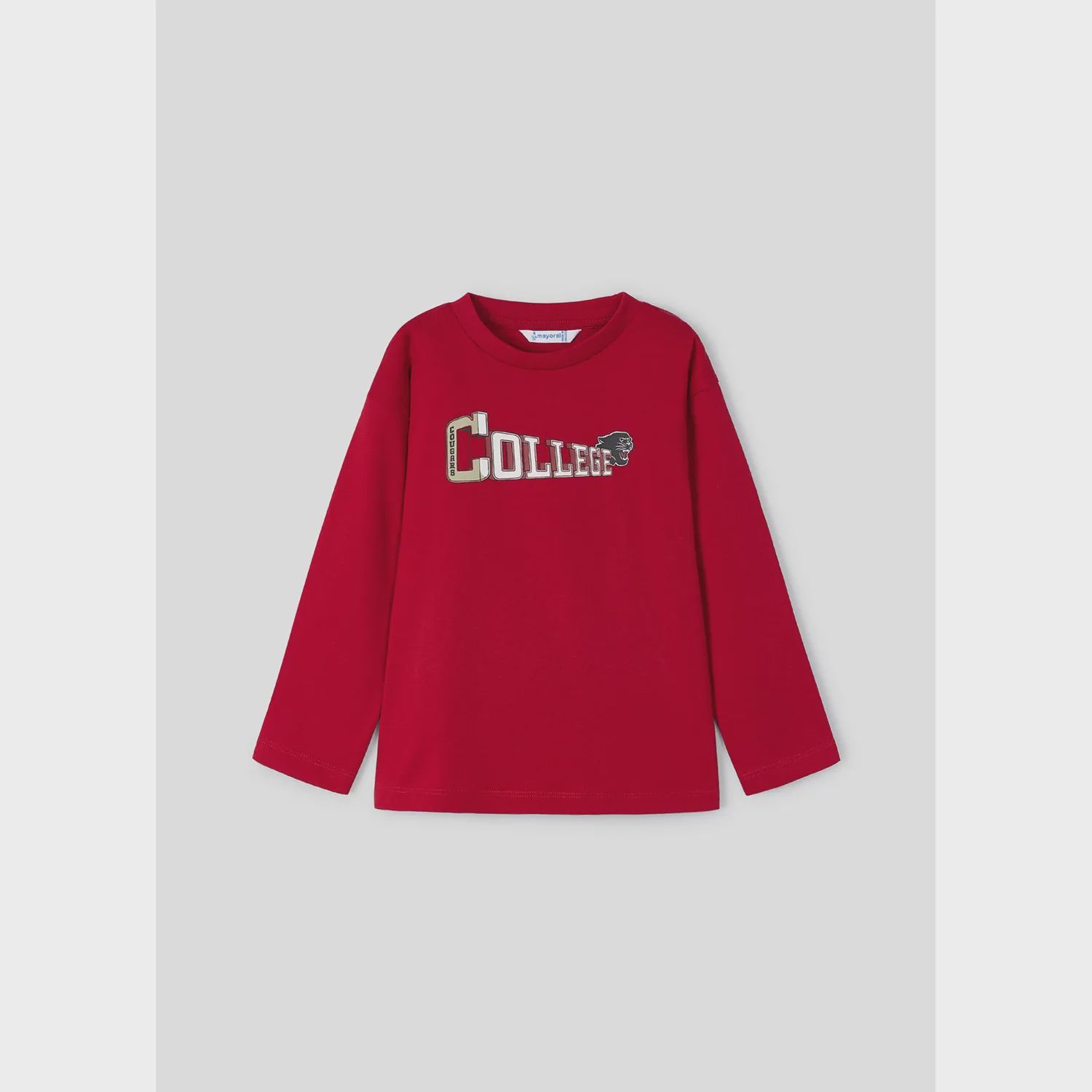 RED TSHIRT COLLEGE PRINT LONG SLEEVE / 4041-048