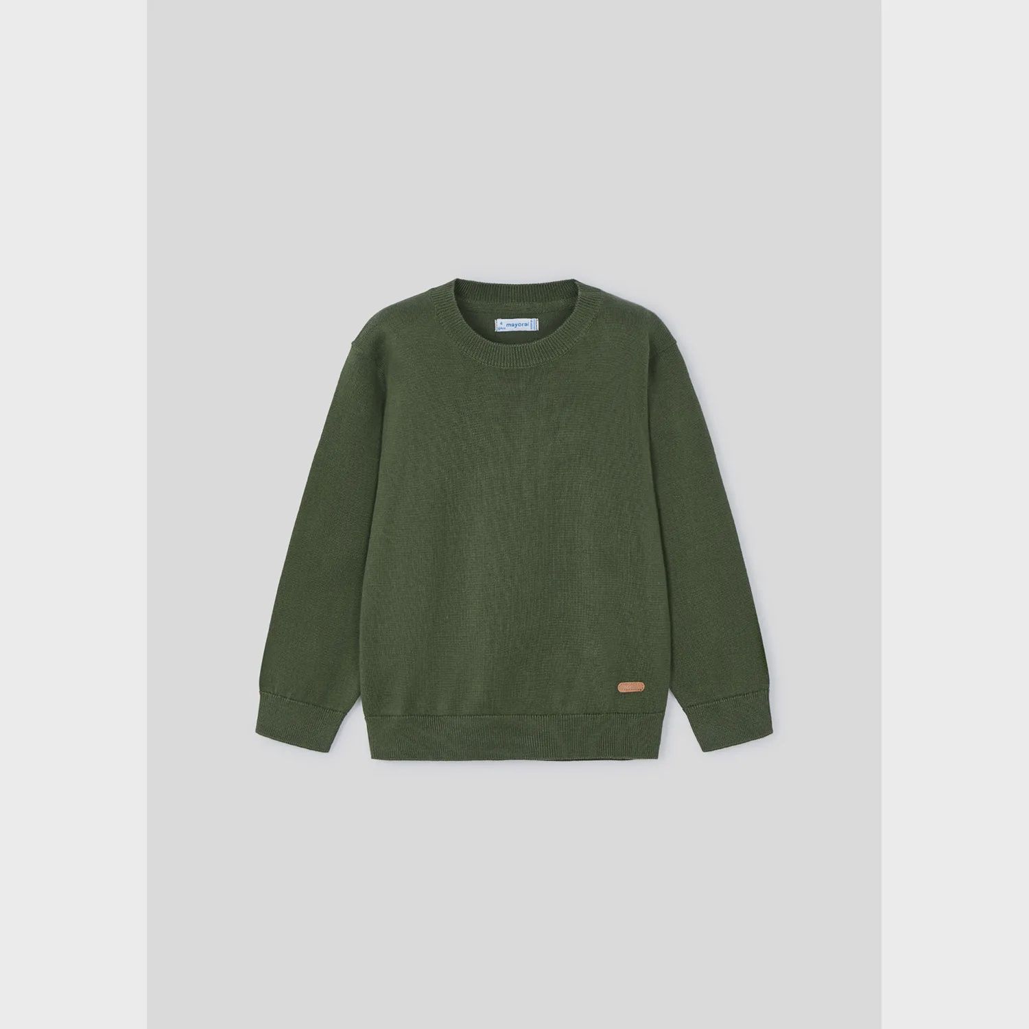 MOSS GREEN SWEATER ROUND NECK LONG SLEEVE COTTON / 3-075