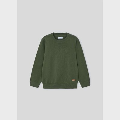 MOSS GREEN SWEATER ROUND NECK LONG SLEEVE COTTON / 3-075