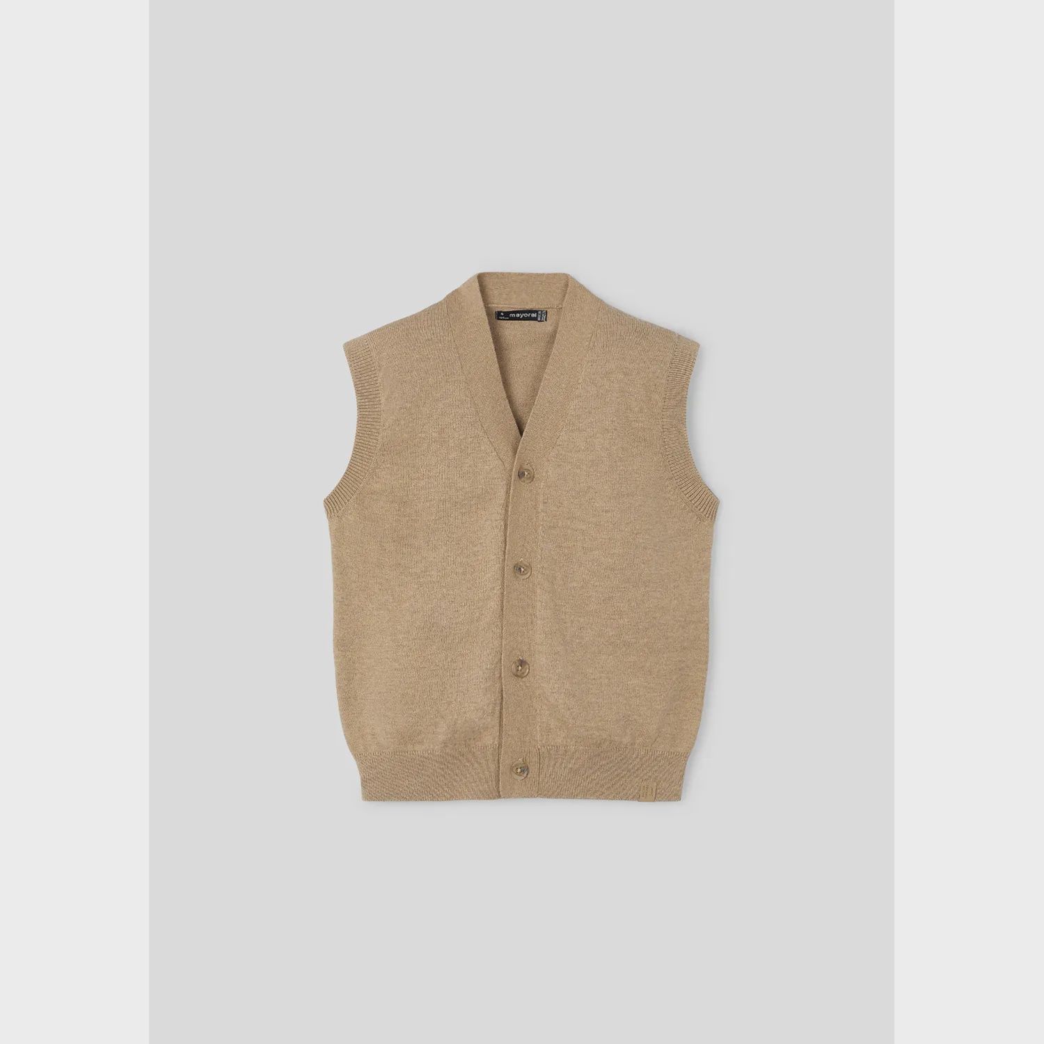 BROWN KNIT VEST VNECK / 4345-064