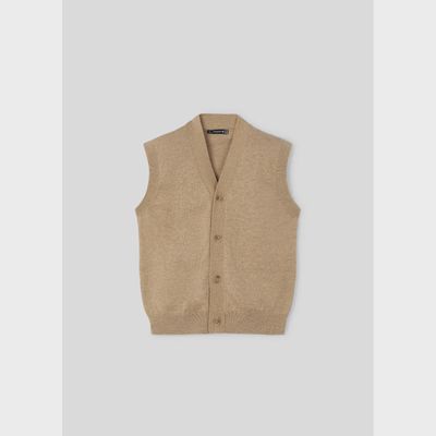 BROWN KNIT VEST VNECK / 4345-064