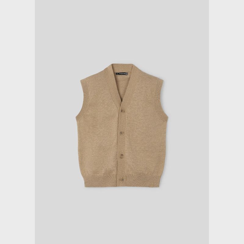 BROWN KNIT VEST VNECK / 4345-064