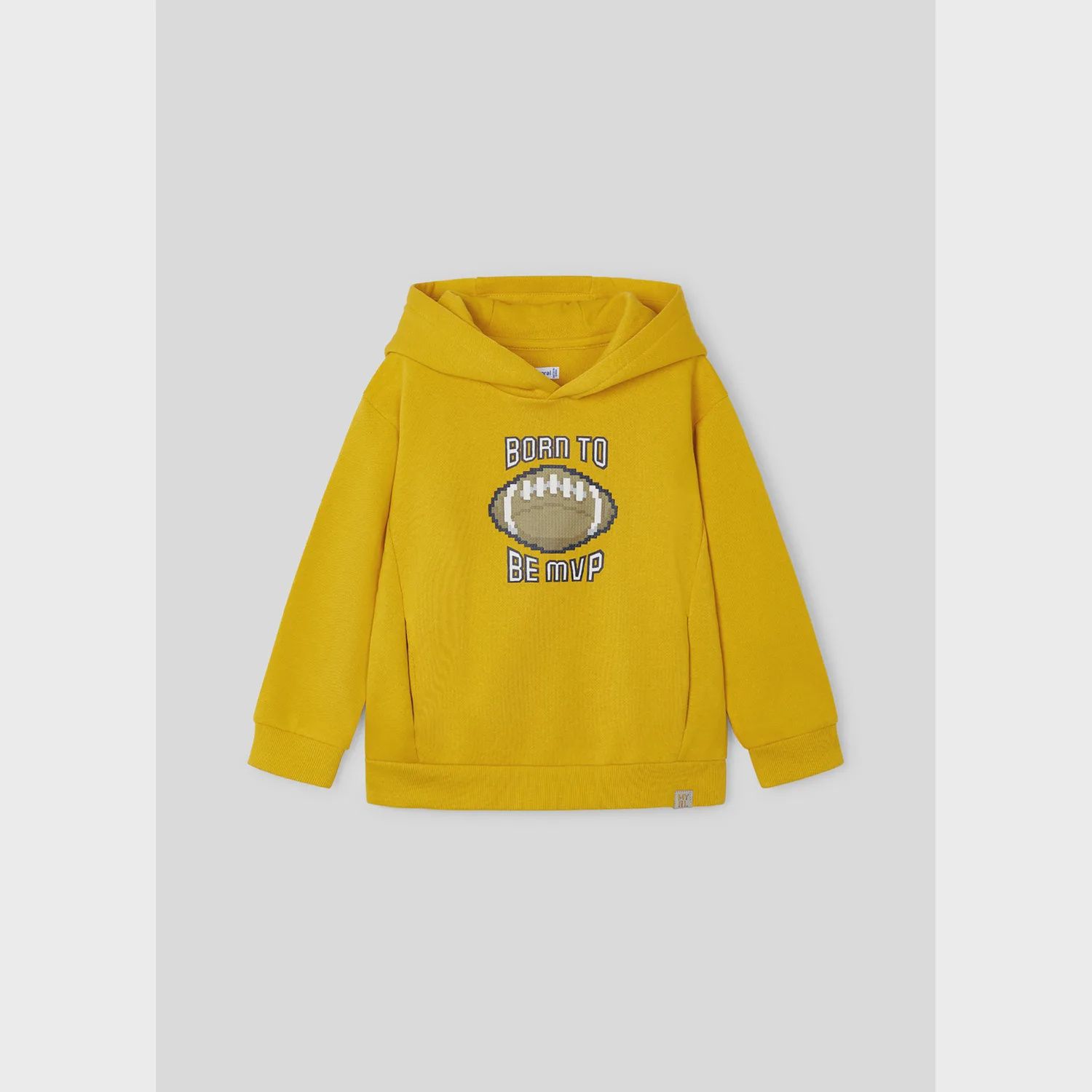 YELLOW HOODED SWEAT TOP PRINTED FOOTBALL / 4451-024