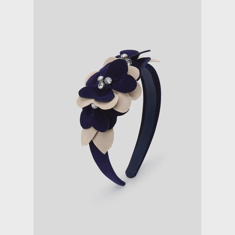 NAVY HEADBAND FLOWER & RHINESTONE APPLIQUE / 10837-014