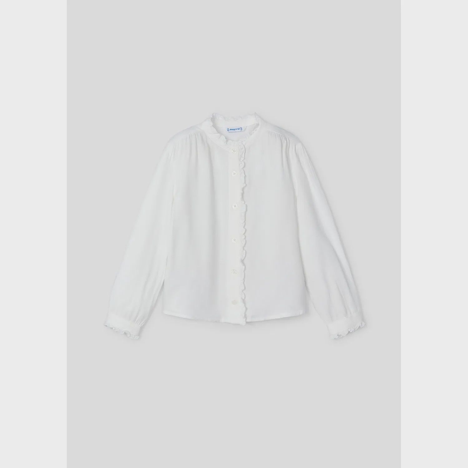 OFF WHITE BLOUSE FRILL TRIM LONG SLEEVE / 4105-31
