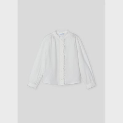 OFF WHITE BLOUSE FRILL TRIM LONG SLEEVE / 4105-31