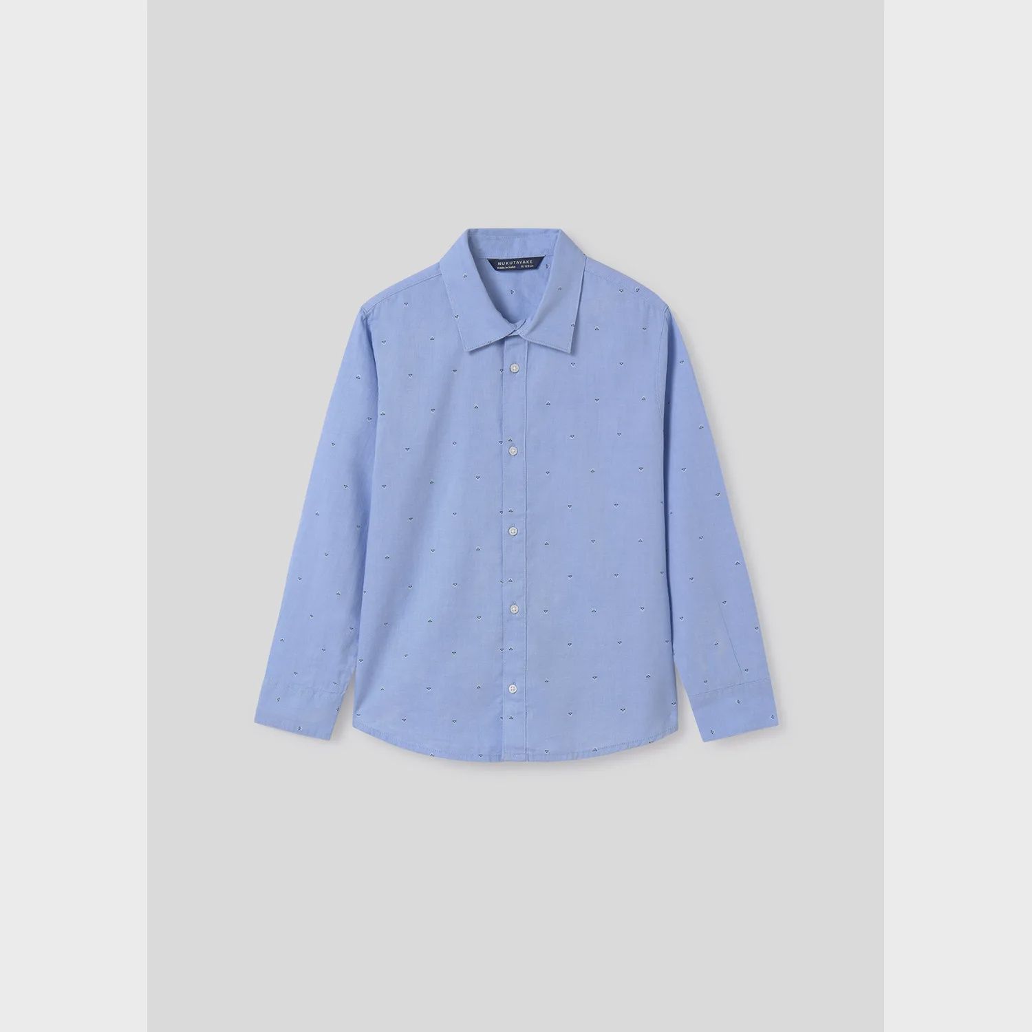 SKY BLUE SHIRT LONG SLEEVE ALPHABET PRINT / 7108-053