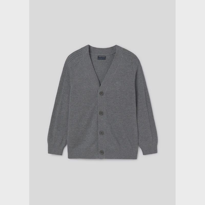 GREY KNIT CARDIGAN VNECK / 7394-088