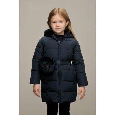 NAVY FURRY BAG & BELT & COAT HOODED / C407-5205-190