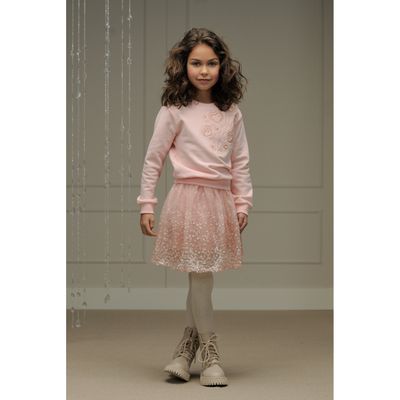 ROSE SWEATER EMBROIDERED HEARTS & PEARL TRIM LONG SLEEVE / C408-5300-201