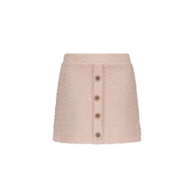 ROSE GLITTER KNIT SKIRT PEARL BUTTONS TRIM / C408-5715-201