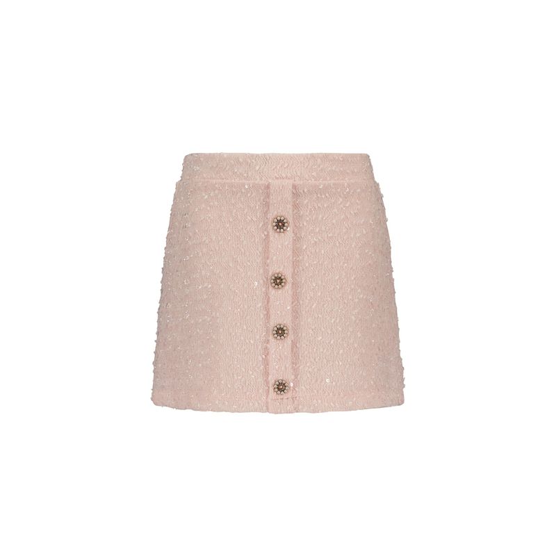ROSE GLITTER KNIT SKIRT PEARL BUTTONS TRIM / C408-5715-201