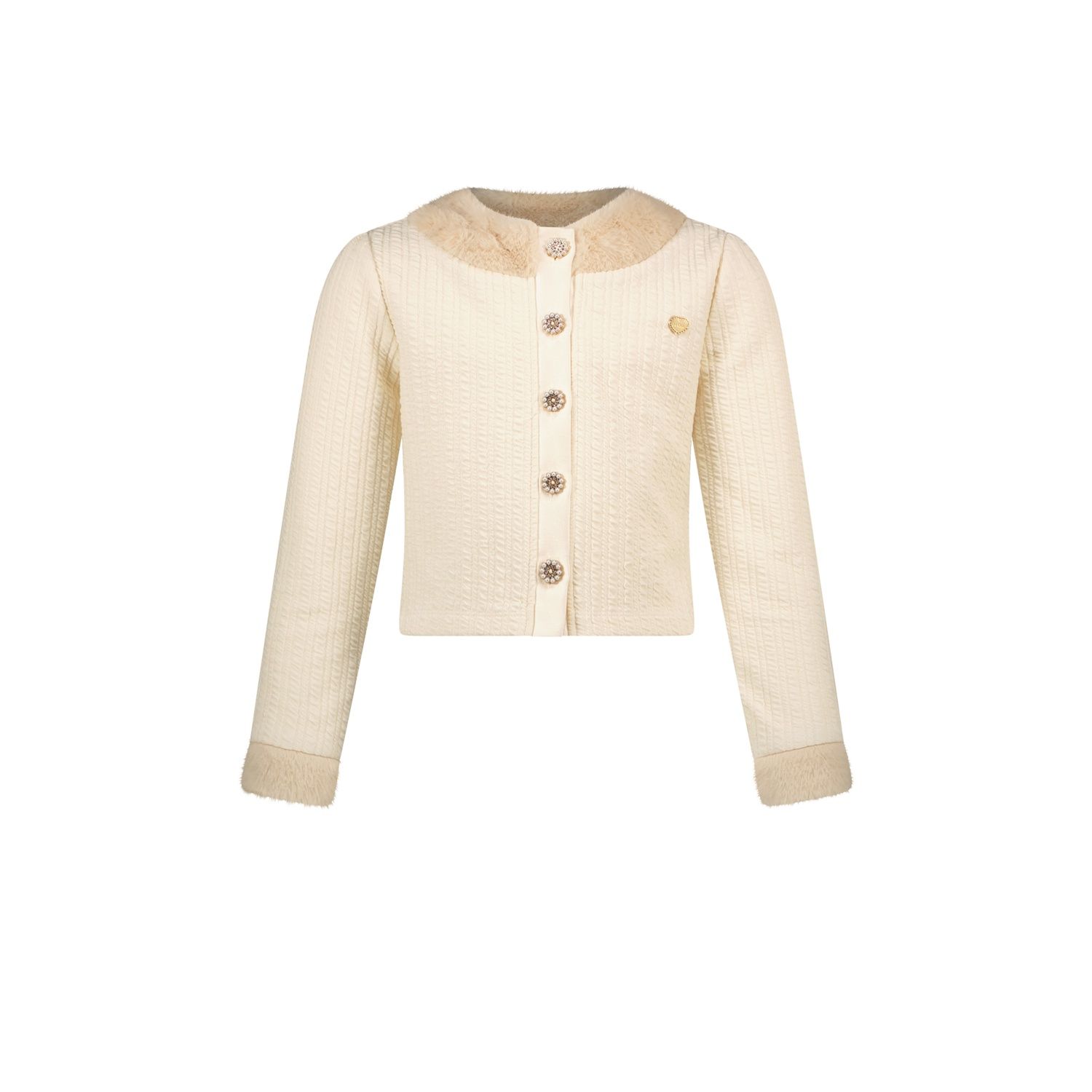 CREAM CABLE KNIT & FUR SWEATER / C408-5124-012
