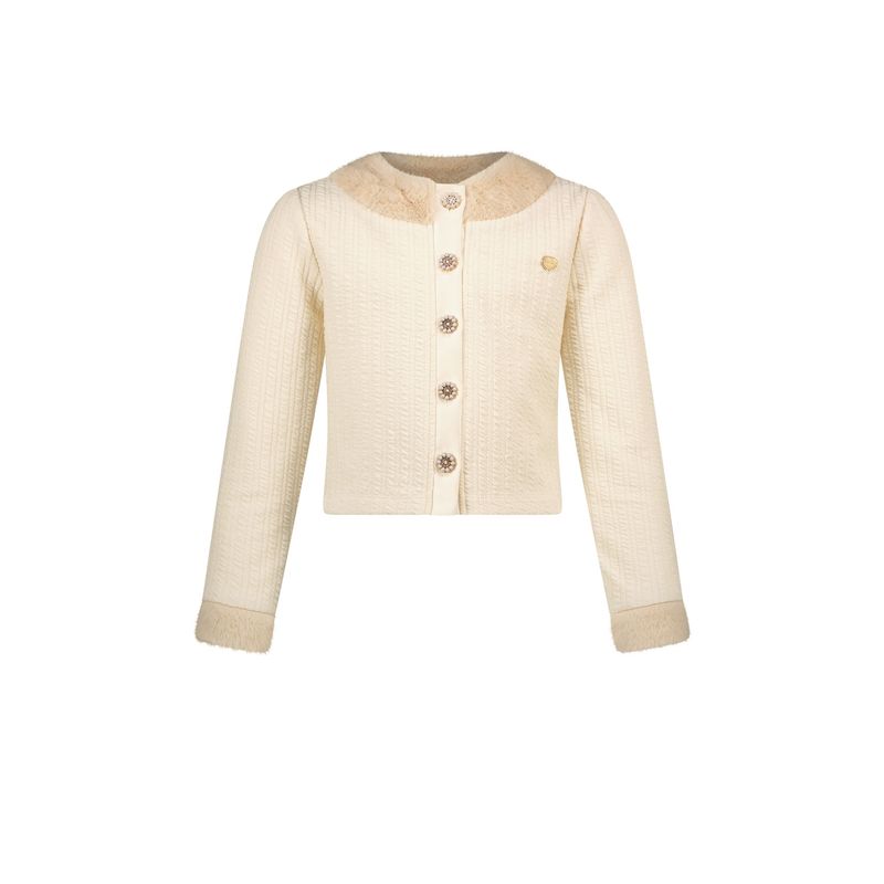 CREAM CABLE KNIT & FUR SWEATER / C408-5124-012