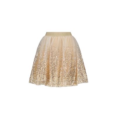 CREAM SEQUIN TULLE SKIRT ELASTIC WAISTBAND GOLD / C408-5718-426
