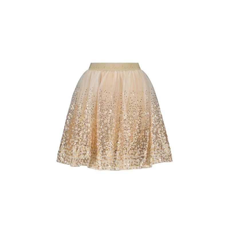 CREAM SEQUIN TULLE SKIRT ELASTIC WAISTBAND GOLD / C408-5718-426