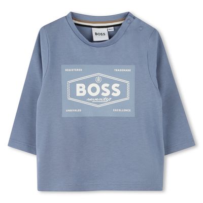 BLUE TSHIRT LONG SLEEVE WHT BOSS LOGO / J51290-049
