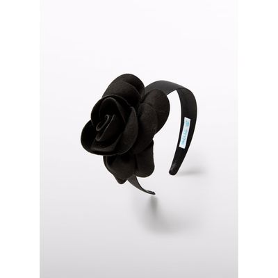 BLACK HARD HEADBAND LARGE FELT FLOWER TRIM / 5928-068