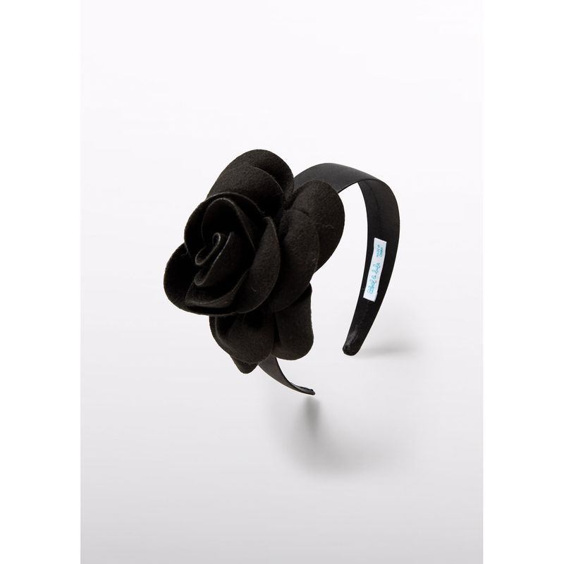 BLACK HARD HEADBAND LARGE FELT FLOWER TRIM / 5928-068