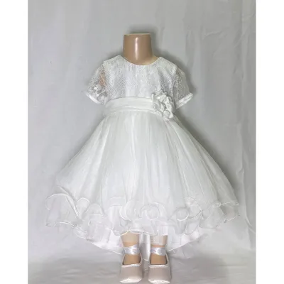 CREAM DRESS HIGH LOW LACE BODICE TULLE SKIRT FLOWER BELT / 5509-001