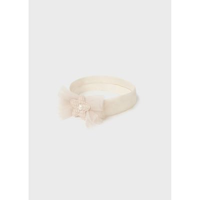 BEIGE STRETCH HEADBAND TULLE TRIM / 10781-048